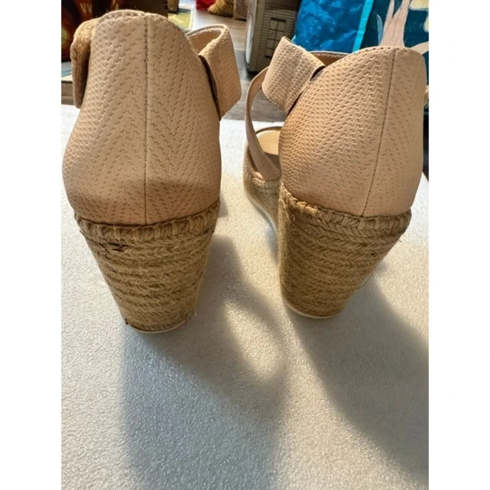 Dr. Scholls Vacay Espadrille Wedge Sandals Tan Textured Platform 10M Womens